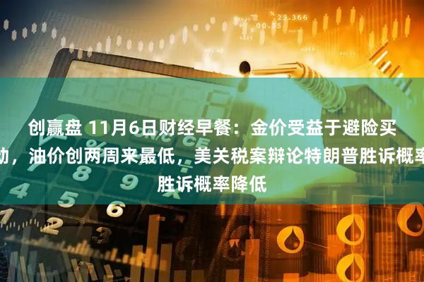 创赢盘 11月6日财经早餐：金价受益于避险买盘推动，油价创两周来最低，美关税案辩论特朗普胜诉概率降低
